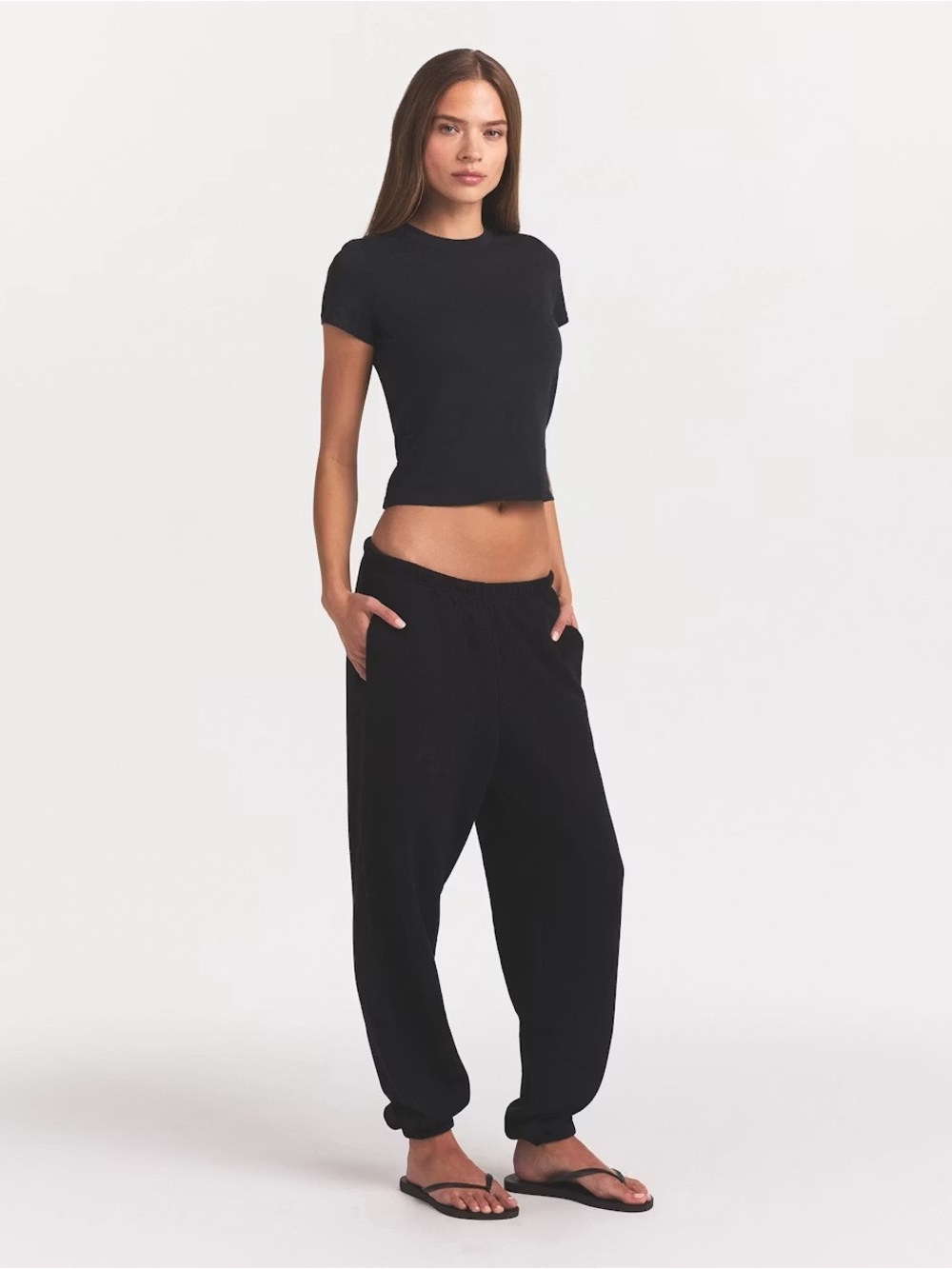 Skims Cotton Fleece Classic Joggers In Onyx - Picture 3 of 5